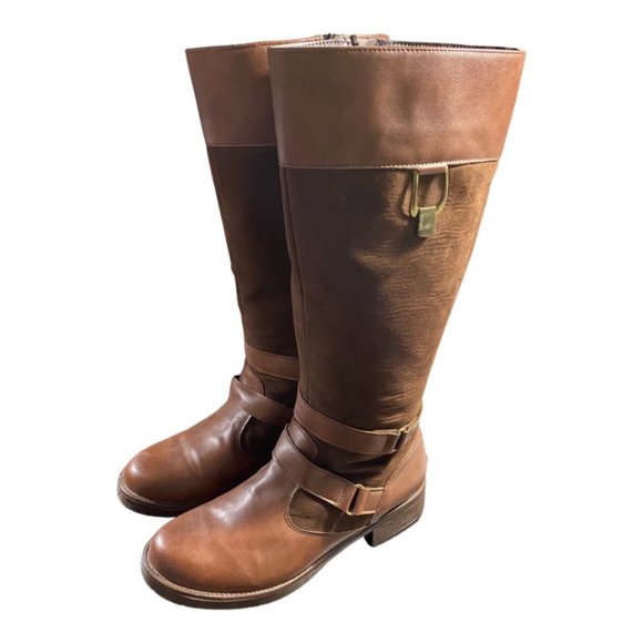 Alexis Shoes - Alexia Women's Brown Side Zip Up Knee High Boots USA Size 8